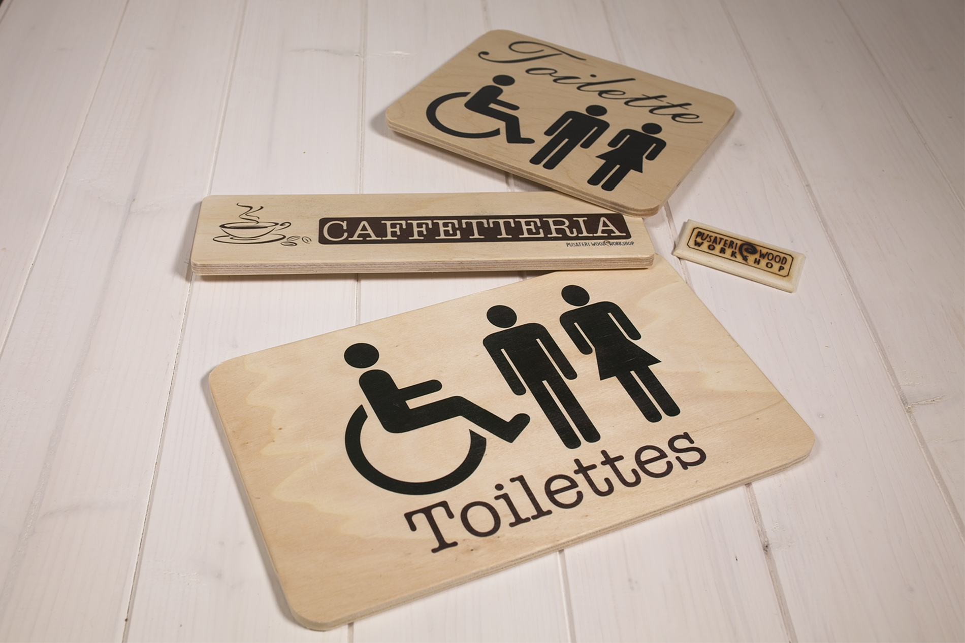 Insegne di legno - Toilette e Caffetteria