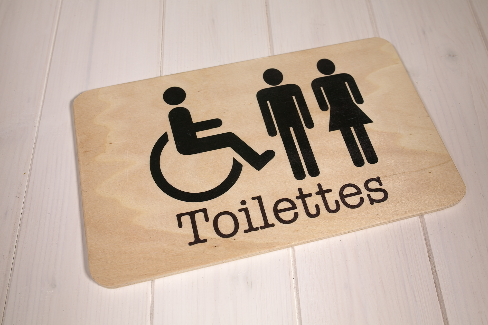 Insegne di legno - Toilettes uomo donna handicap