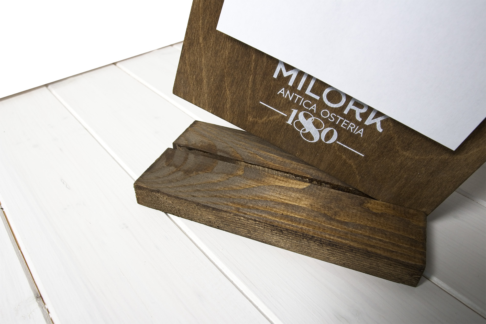 Boccadifalco - Portamenu di legno con pinza per fogli 14x28H cm