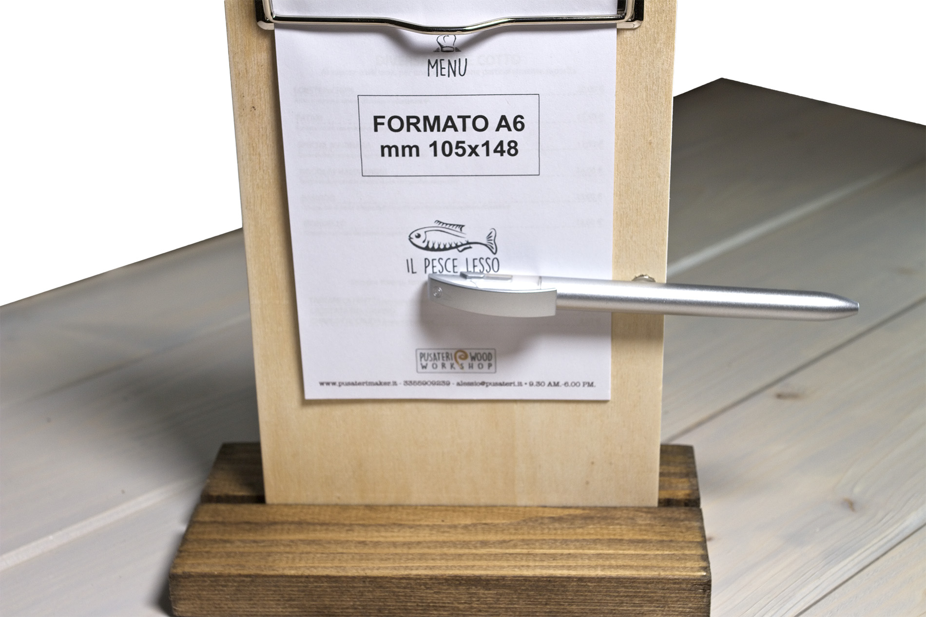 Acqua dei Corsari mini - Portamenu per fogli A6 con porta-penna