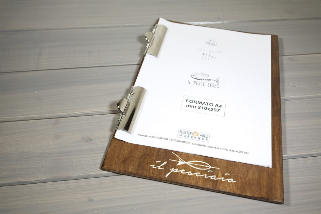 Palermo wooden cover menu with double clipboard clips