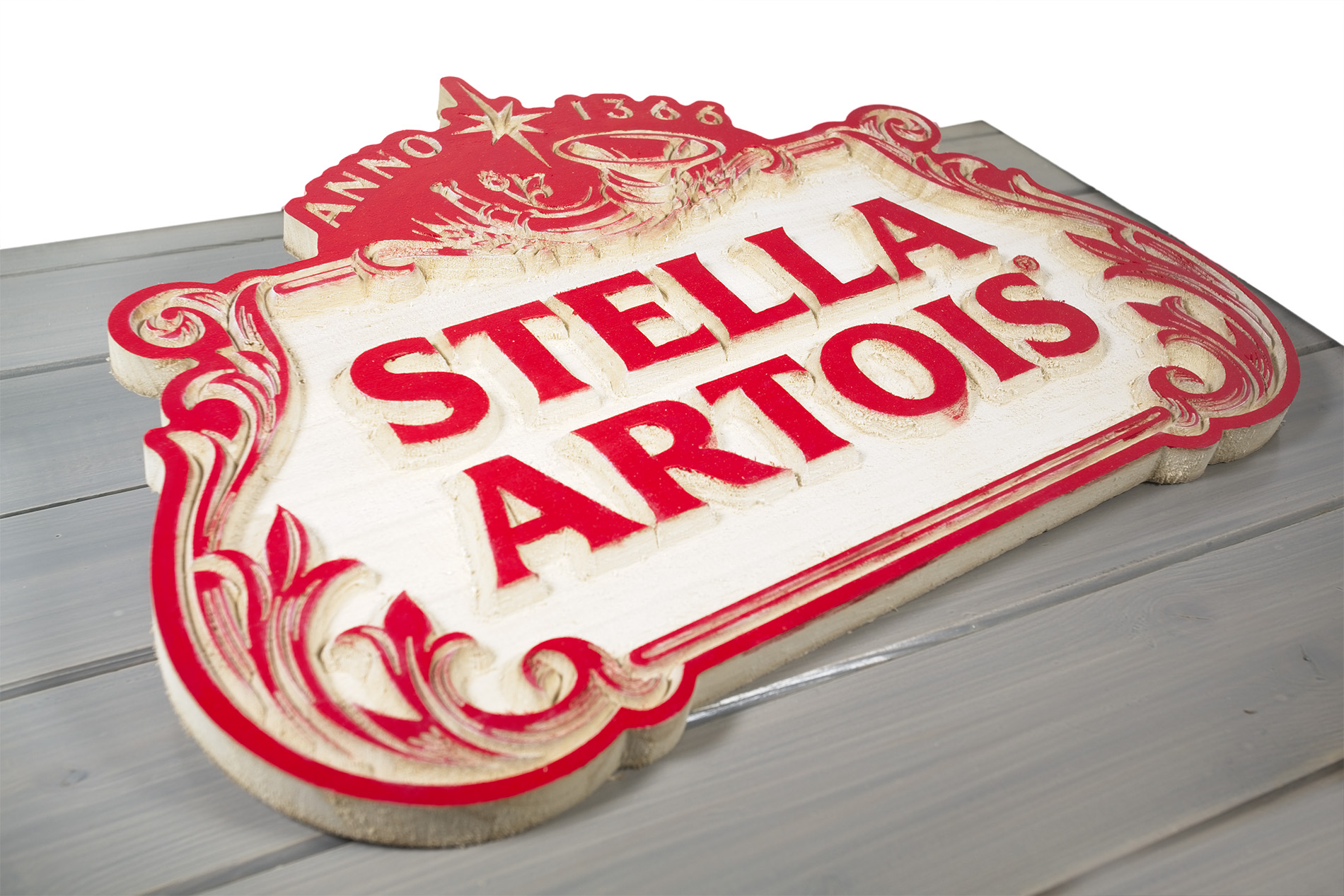 Insegna Stella Artois di legno