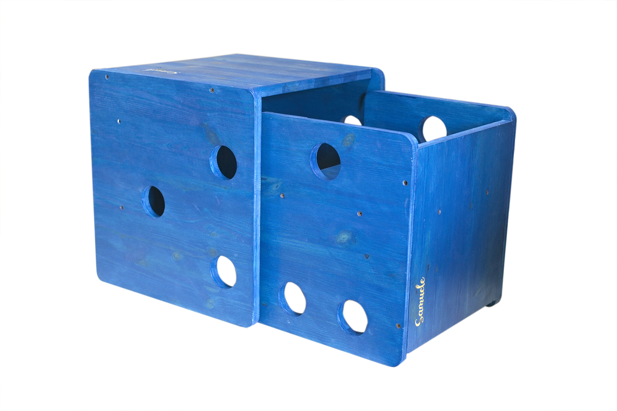 Sedia e Tavolo Cubo colore blu