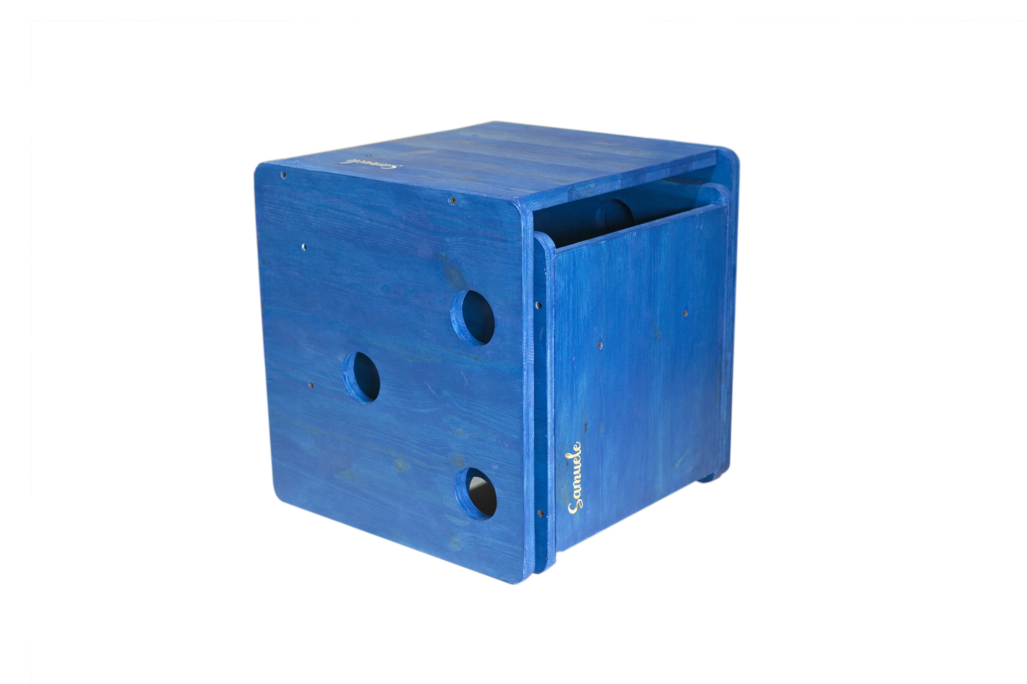 Sedia e Tavolo Cubo colore blu