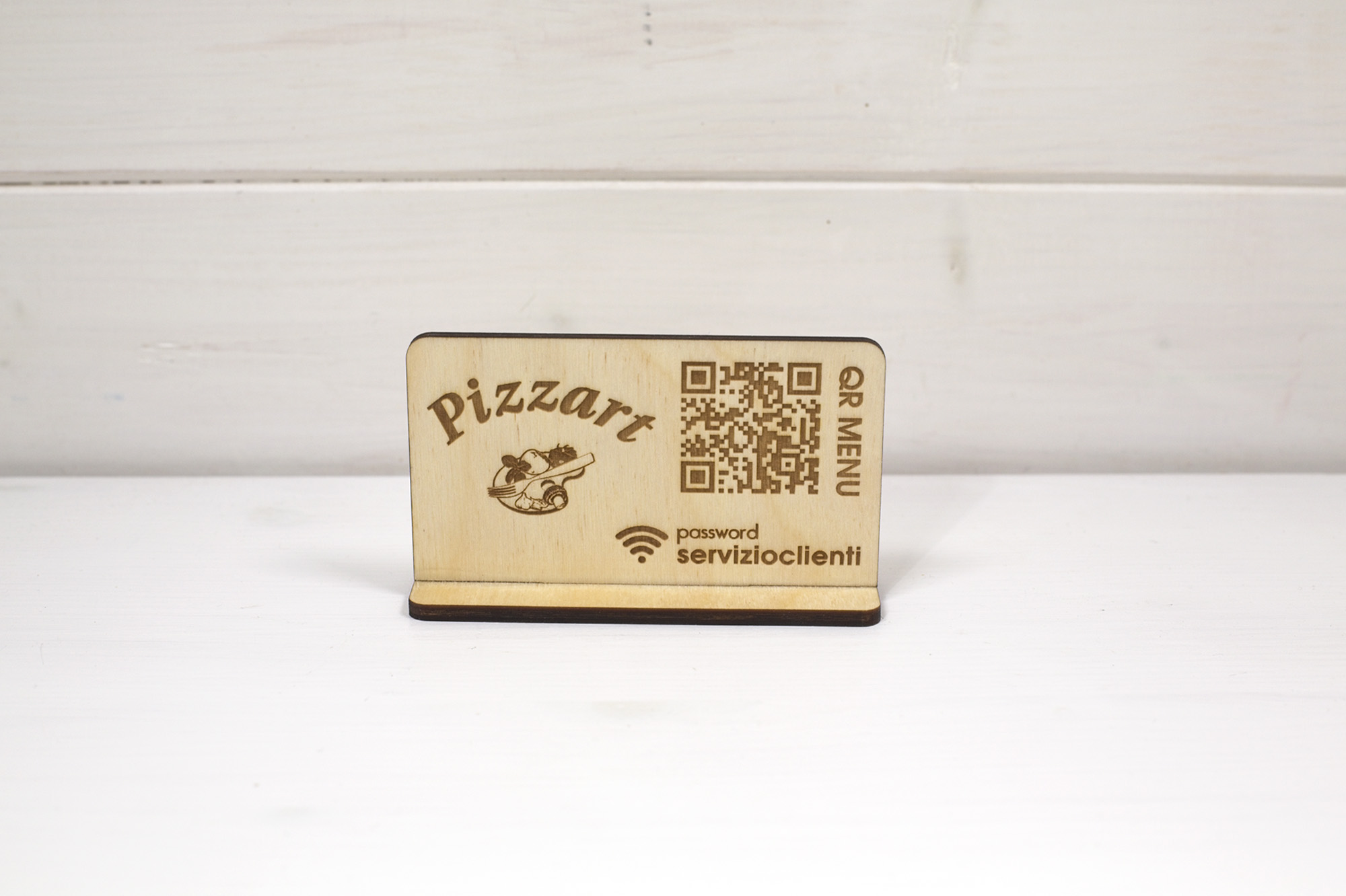 Camurria - Segnatavolo di legno QR - Pizzart