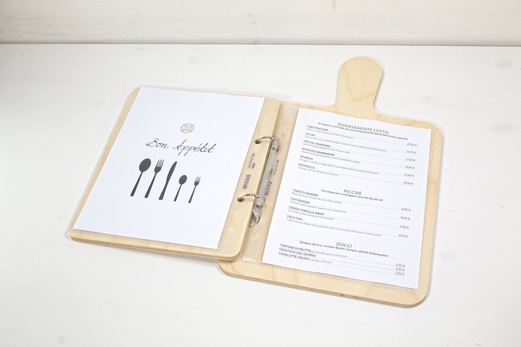 Portamenu Tagliere clipboard & anelli con buste