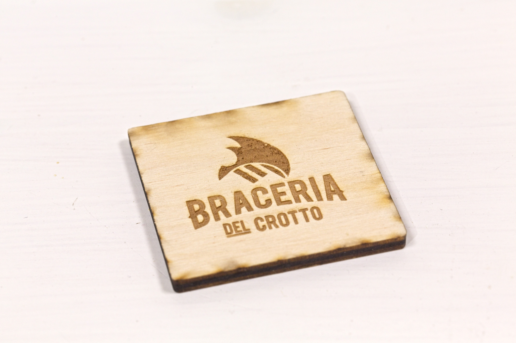 Legnetti da visita - Braceria del Crotto 5x5 cm - biglietti da visita di legno