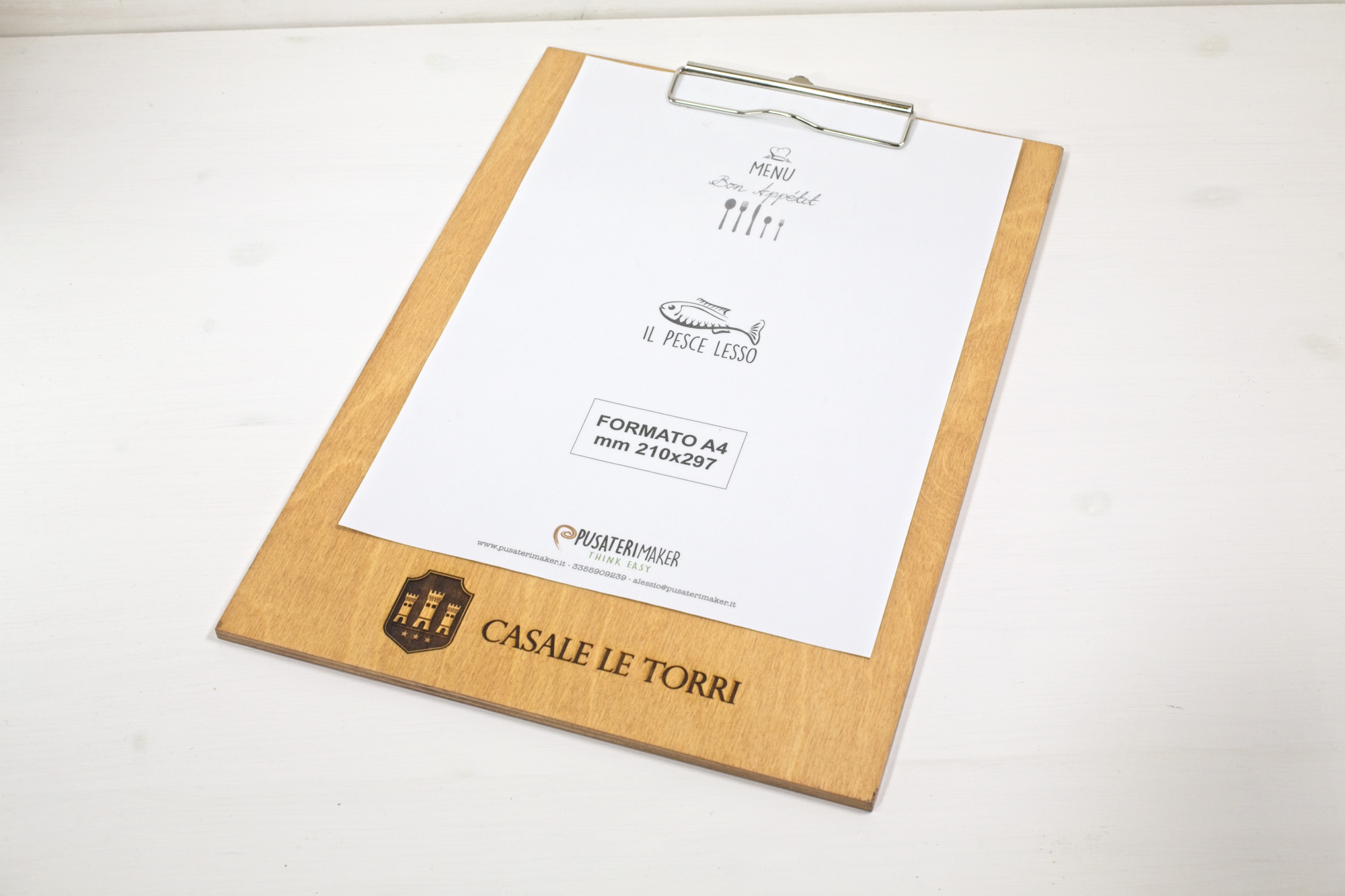 Acqua dei Corsari - Portamenu clipboard in legno - Casale Le Torri