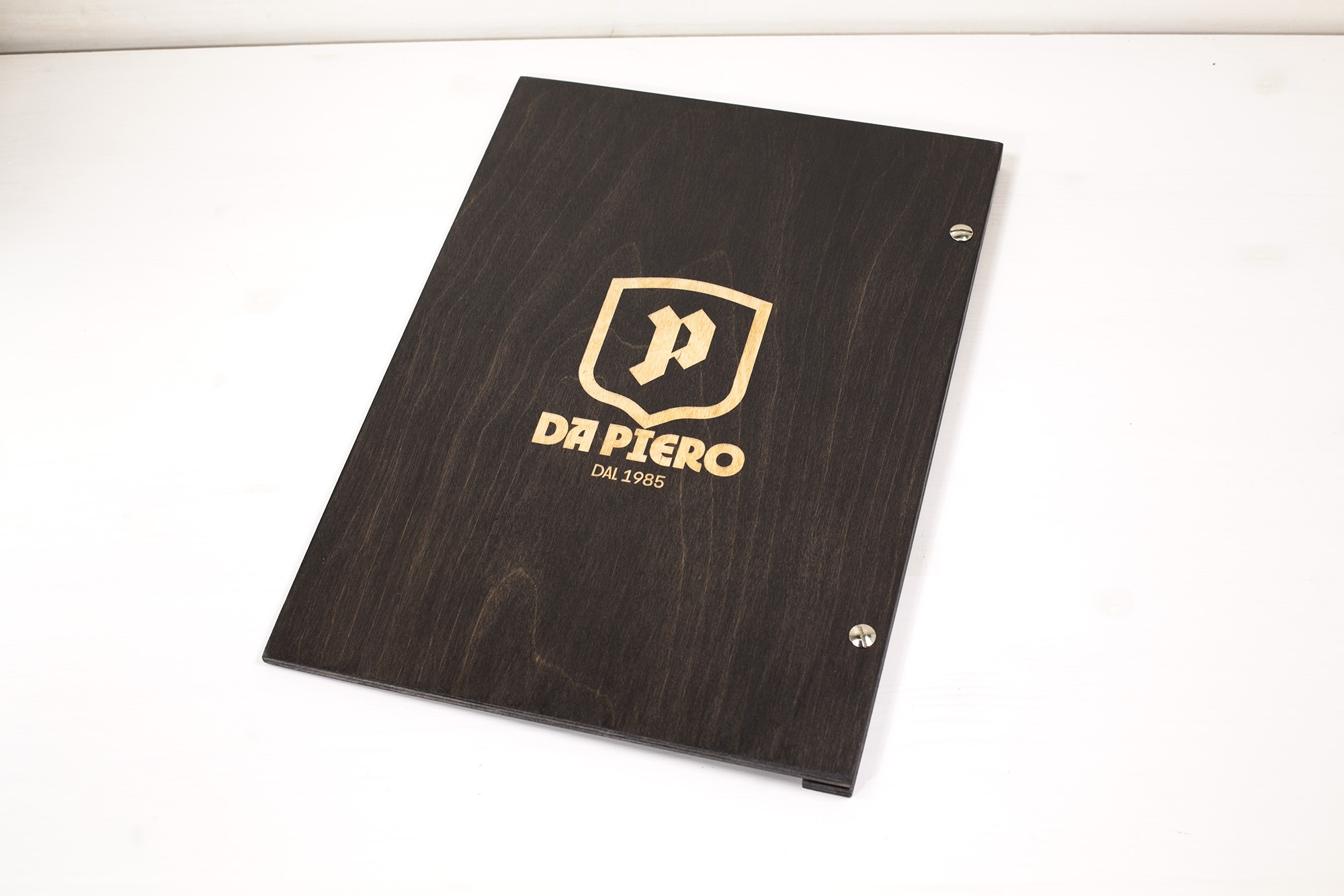 Portamenu Igiea per fogli A4 - Pizzeria Da Piero - legno colore wengé