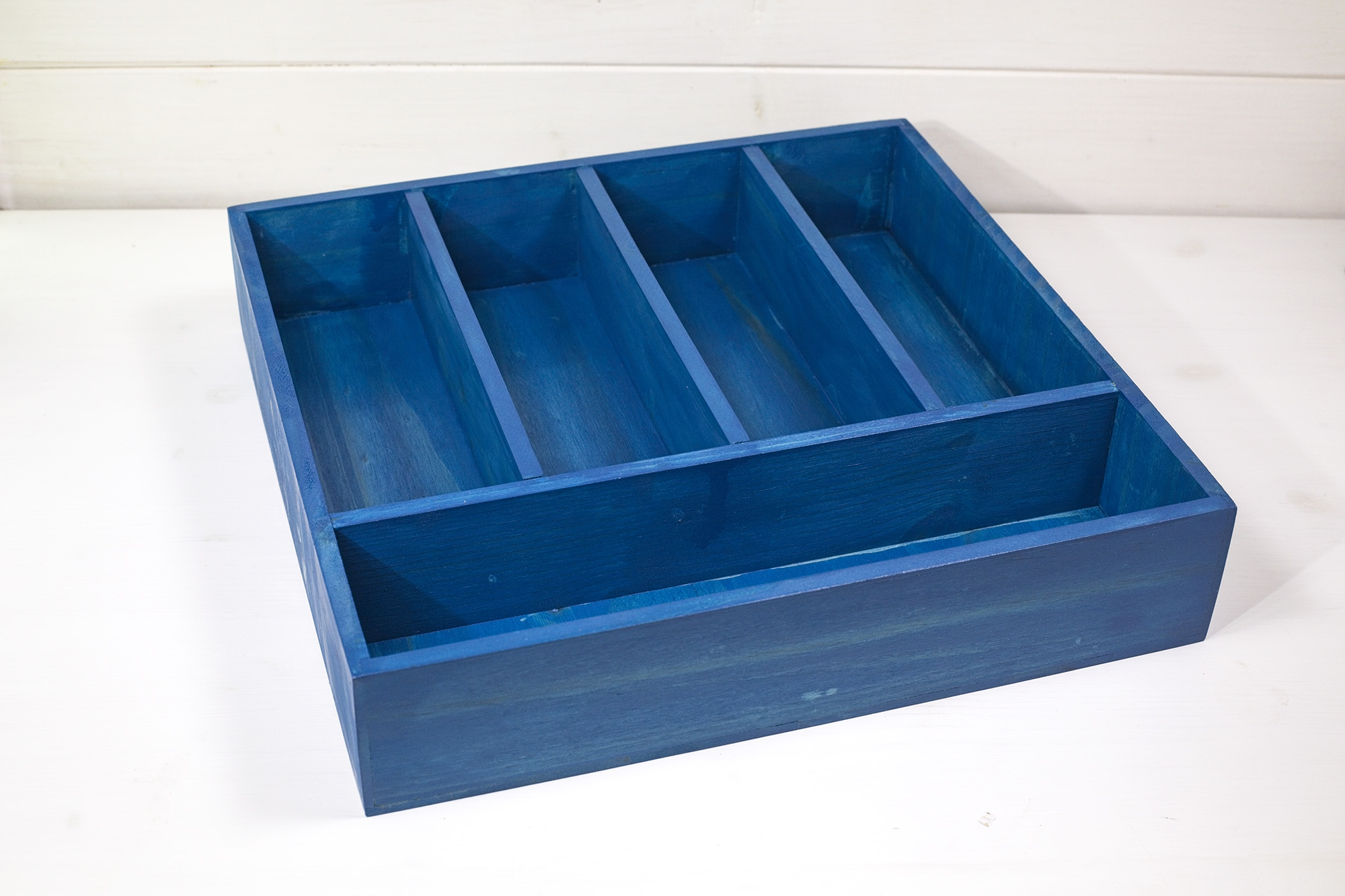 Portaposate organizer in legno Spartìri a 5 vani - Faso Carburanti - legno blu cina