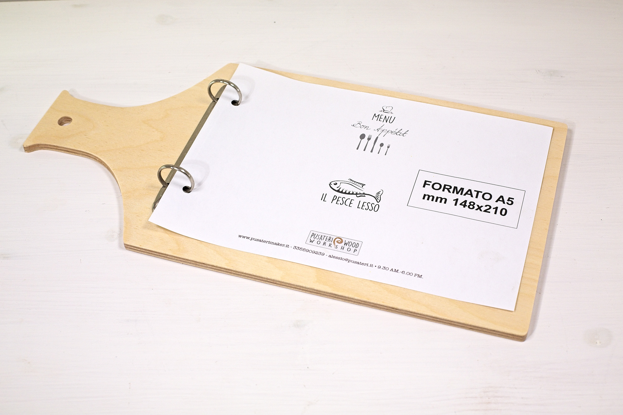 Scanaturi - portamenu a forma di tagliere A5 - Taglieri & Bicchieri - legno colore naturale