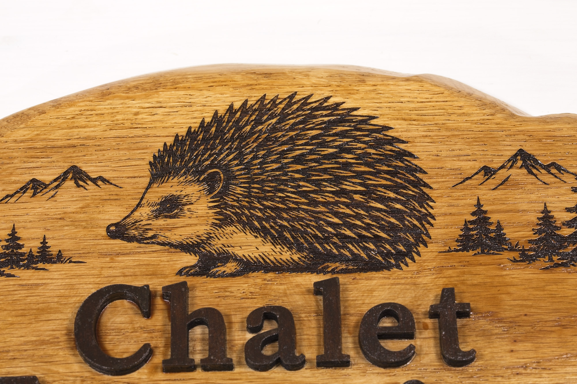 Targa di rovere artigianale - Chalet Yasmine - legno rovere miele